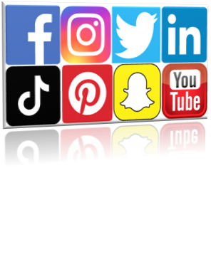 image displaying facebook, pinterest, tiktok, youtube, snapchat logos